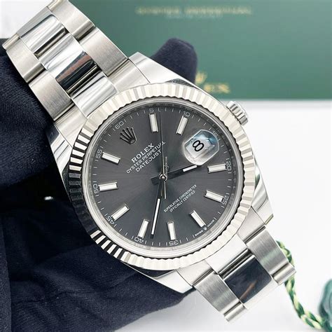 rolex datejust 41 grey dial men& 39|Rolex Datejust 41 bezel.